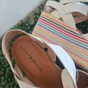 Lucky Brand White Leather Rainbow Wedges size 8.5